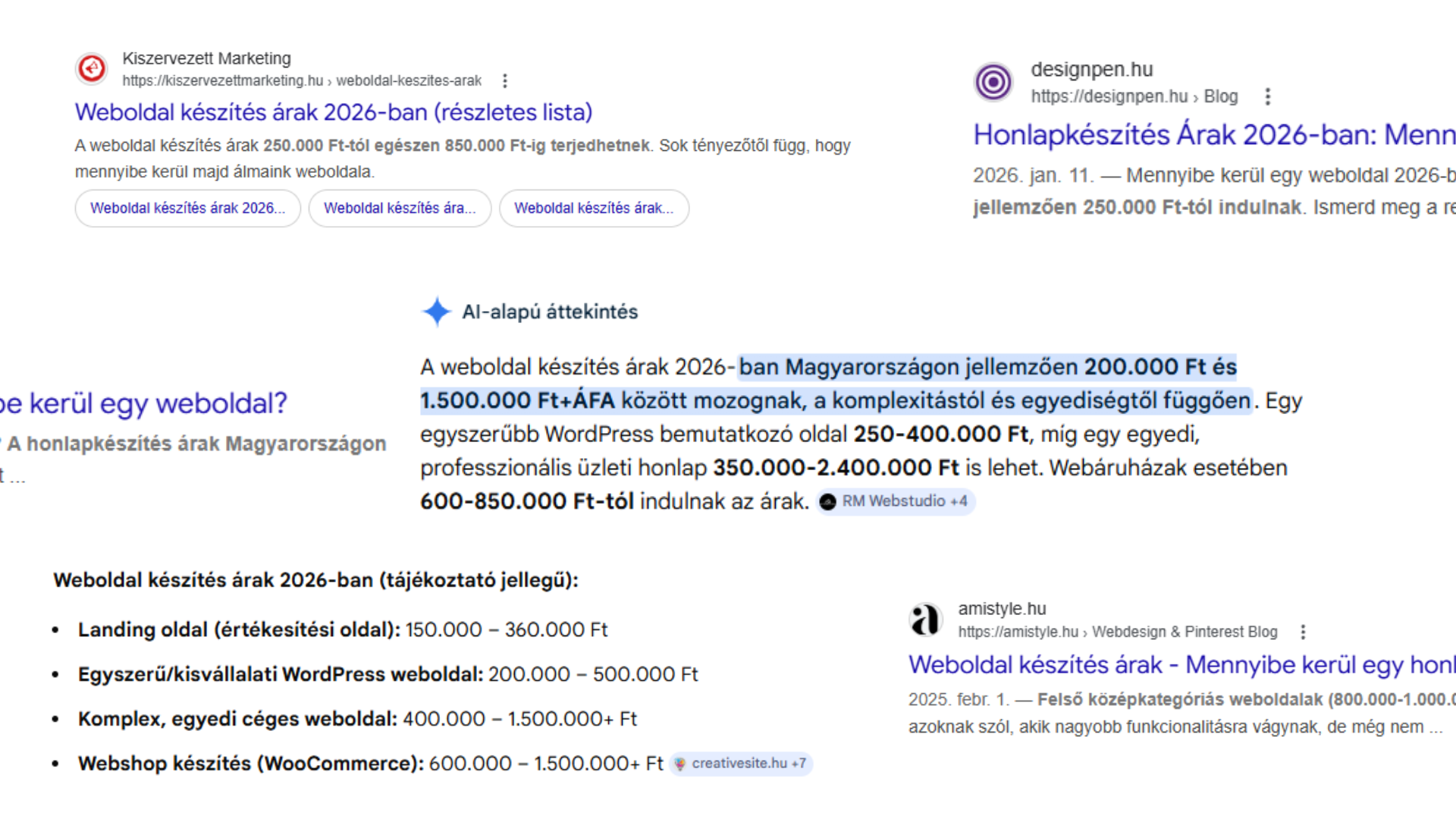 weboldal készítés árak 2026